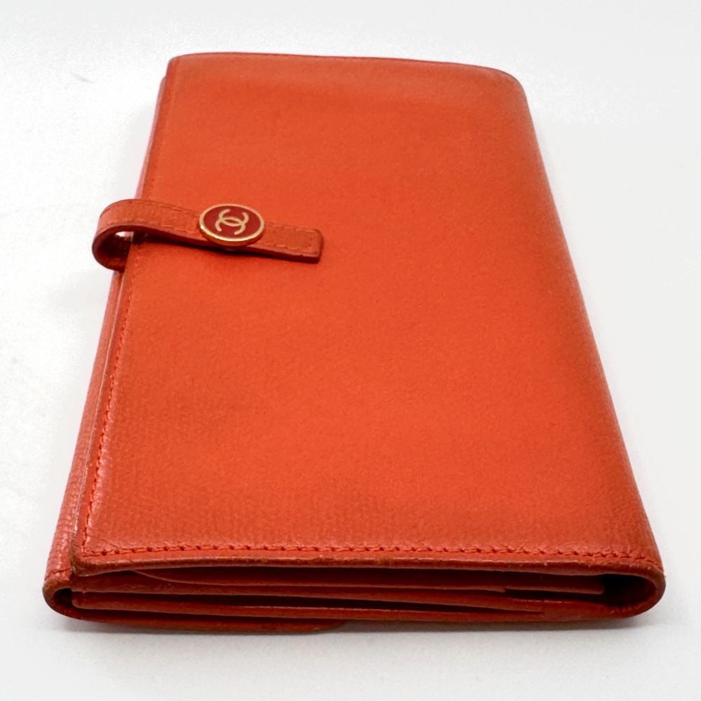 Authentic Chanel Coco Button Wallet, Orange Color… - image 4